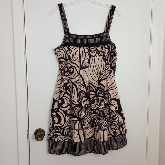 BCBGMaxAzria Black & Tan Abstract Floral Print Mini Dress - Picture 7 of 12